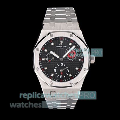 BLS Super Replica Audemars Piguet Royal Oak Black Dial 39mm Dual Time SS Watch  